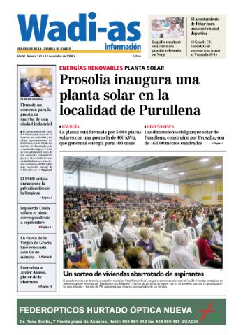 'Wadi-as información : periódico semanal de la comarca de Guadix.' - Año VI Número 340 - 2008 octubre 10