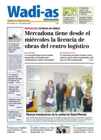 'Wadi-as información : periódico semanal de la comarca de Guadix.' - Año VI Número 343 - 2008 octubre 31