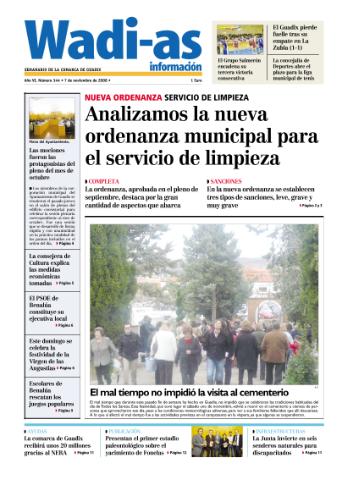 'Wadi-as información : periódico semanal de la comarca de Guadix.' - Año VI Número 344 - 2008 noviembre 07