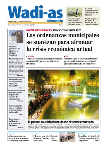 'Wadi-as información : periódico semanal de la comarca de Guadix.' - Año VI Número 347 - 2008 noviembre 28