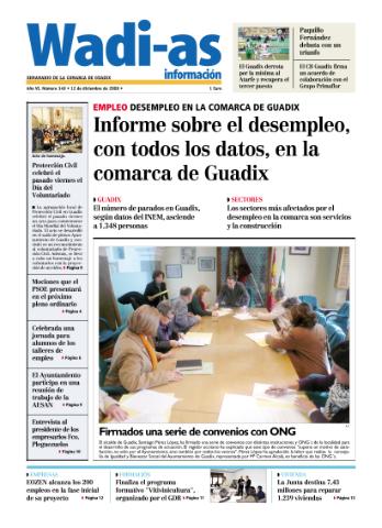 'Wadi-as información : periódico semanal de la comarca de Guadix.' - Año VI Número 349 - 2008 diciembre 12