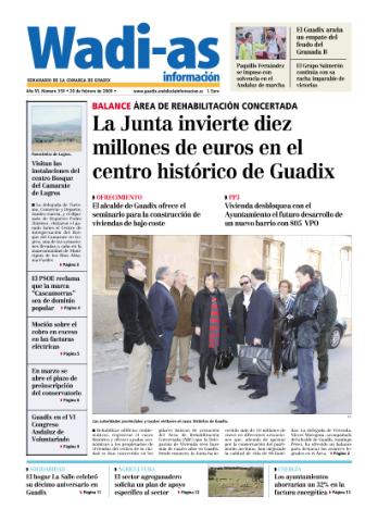 'Wadi-as información : periódico semanal de la comarca de Guadix.' - Año VI Número 359 - 2009 febrero 20