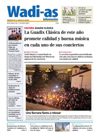 'Wadi-as información : periódico semanal de la comarca de Guadix.' - Año VII Número 367 - 2009 abril 17