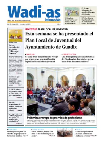 'Wadi-as información : periódico semanal de la comarca de Guadix.' - Año VII Número 368 - 2009 abril 24