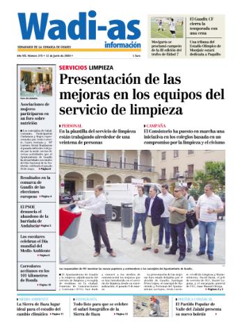 'Wadi-as información : periódico semanal de la comarca de Guadix.' - Año VII Número 375 - 2009 junio 12