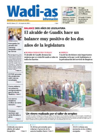 'Wadi-as información : periódico semanal de la comarca de Guadix.' - Año VII Número 377 - 2009 junio 26