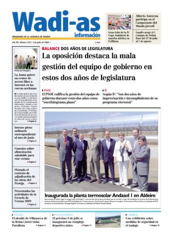 'Wadi-as información : periódico semanal de la comarca de Guadix.' - Año VII Número 378 - 2009 julio 03