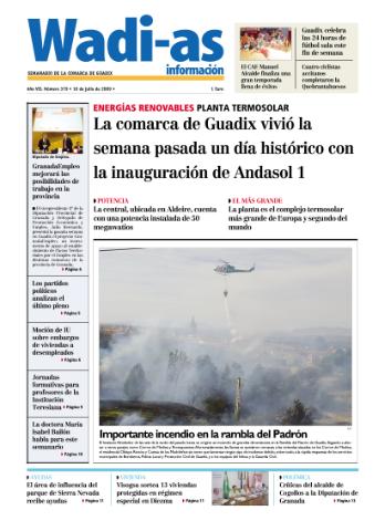 'Wadi-as información : periódico semanal de la comarca de Guadix.' - Año VII Número 379 - 2009 julio 10
