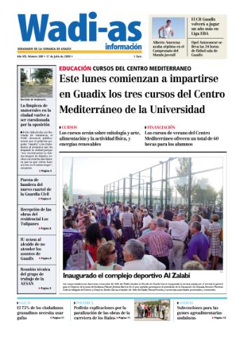 'Wadi-as información : periódico semanal de la comarca de Guadix.' - Año VII Número 380 - 2009 julio 17