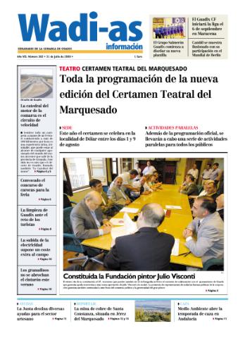 'Wadi-as información : periódico semanal de la comarca de Guadix.' - Año VII Número 382 - 2009 julio 31