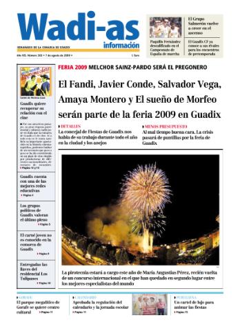 'Wadi-as información : periódico semanal de la comarca de Guadix.' - Año VII Número 383 - 2009 agosto 07