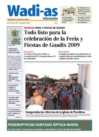 'Wadi-as información : periódico semanal de la comarca de Guadix.' - Año VII Número 386 - 2009 agosto 28