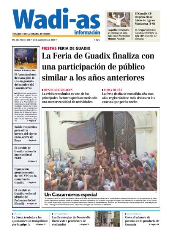 'Wadi-as información : periódico semanal de la comarca de Guadix.' - Año VII Número 388 - 2009 septiembre 11