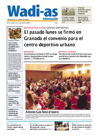 'Wadi-as información : periódico semanal de la comarca de Guadix.' - Año VII Número 391 - 2009 octubre 02