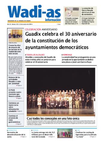 'Wadi-as información : periódico semanal de la comarca de Guadix.' - Año VII Número 393 - 2009 octubre 16