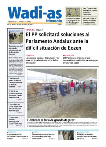 'Wadi-as información : periódico semanal de la comarca de Guadix.' - Año VII Número 395 - 2009 octubre 30