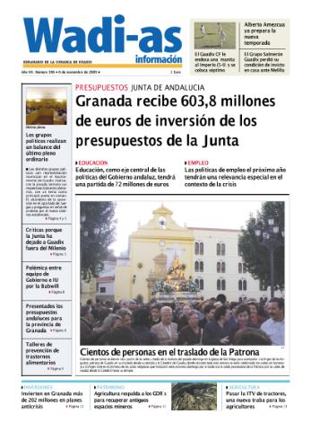 'Wadi-as información : periódico semanal de la comarca de Guadix.' - Año VII Número 396 - 2009 noviembre 06