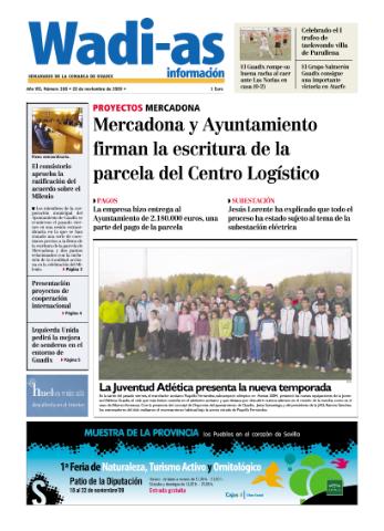'Wadi-as información : periódico semanal de la comarca de Guadix.' - Año VII Número 398 - 2009 noviembre 20