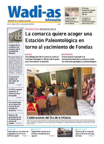 'Wadi-as información : periódico semanal de la comarca de Guadix.' - Año VII Número 399 - 2009 noviembre 27