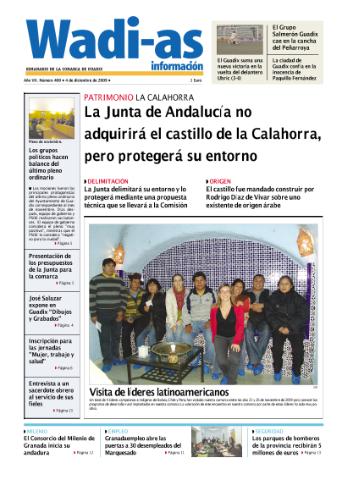 'Wadi-as información : periódico semanal de la comarca de Guadix.' - Año VII Número 400 - 2009 diciembre 04