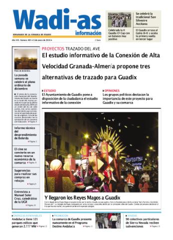 'Wadi-as información : periódico semanal de la comarca de Guadix.' - Año VII Número 405 - 2010 enero 08