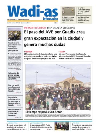 'Wadi-as información : periódico semanal de la comarca de Guadix.' - Año VII Número 407 - 2010 enero 22