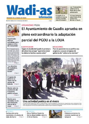 'Wadi-as información : periódico semanal de la comarca de Guadix.' - Año VII Número 415 - 2010 marzo 19