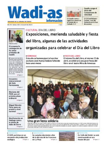 'Wadi-as información : periódico semanal de la comarca de Guadix.' - Año VIII Número 420 - 2010 abril 23