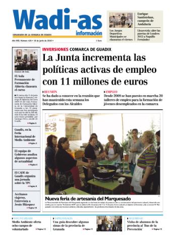 'Wadi-as información : periódico semanal de la comarca de Guadix.' - Año VIII Número 428 - 2010 junio 18