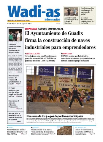 'Wadi-as información : periódico semanal de la comarca de Guadix.' - Año VIII Número 429 - 2010 junio 25