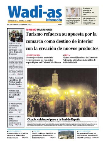 'Wadi-as información : periódico semanal de la comarca de Guadix.' - Año VIII Número 431 - 2010 julio 09