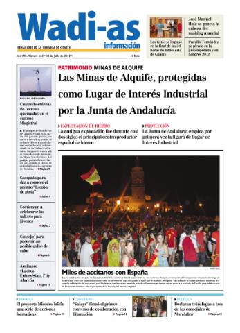 'Wadi-as información : periódico semanal de la comarca de Guadix.' - Año VIII Número 432 - 2010 julio 16