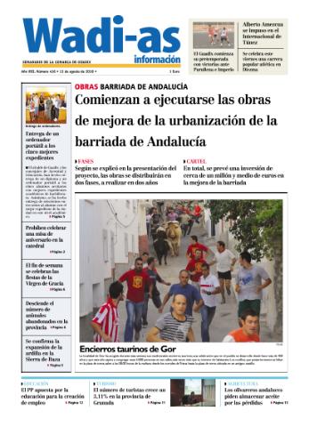 'Wadi-as información : periódico semanal de la comarca de Guadix.' - Año VIII Número 436 - 2010 agosto 13