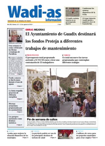 'Wadi-as información : periódico semanal de la comarca de Guadix.' - Año VIII Número 437 - 2010 agosto 20