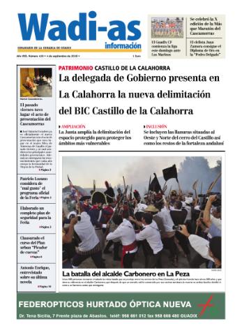 'Wadi-as información : periódico semanal de la comarca de Guadix.' - Año VIII Número 439 - 2010 septiembre 04