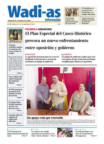 'Wadi-as información : periódico semanal de la comarca de Guadix.' - Año VIII Número 442 - 2010 septiembre 24