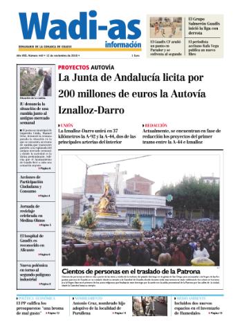 'Wadi-as información : periódico semanal de la comarca de Guadix.' - Año VIII Número 449 - 2010 noviembre 12