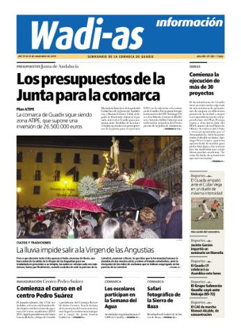 'Wadi-as información : periódico semanal de la comarca de Guadix.' - Año VIII Número 450 - 2010 noviembre 19