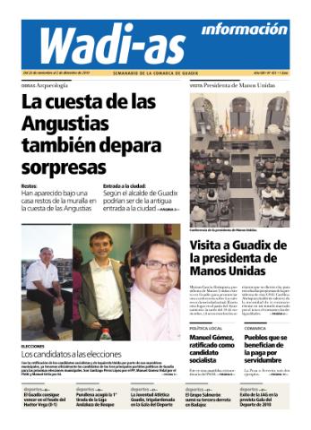 'Wadi-as información : periódico semanal de la comarca de Guadix.' - Año VIII Número 451 - 2010 noviembre 26