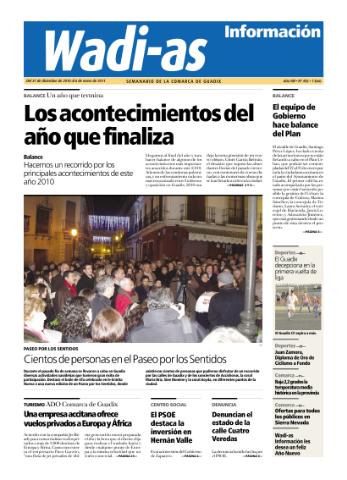 'Wadi-as información : periódico semanal de la comarca de Guadix.' - Año VIII Número 456 - 2010 diciembre 31