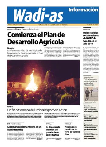 'Wadi-as información : periódico semanal de la comarca de Guadix.' - Año VIII Número 459 - 2011 enero 21
