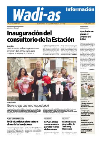 'Wadi-as información : periódico semanal de la comarca de Guadix.' - Año VIII Número 469 - 2011 abril 01