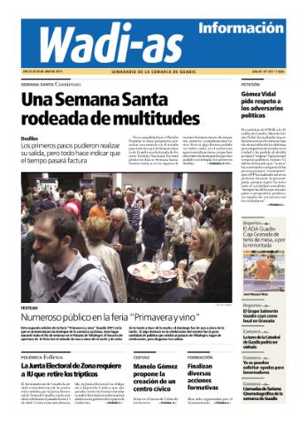 'Wadi-as información : periódico semanal de la comarca de Guadix.' - Año IX Número 472 - 2011 abril 22
