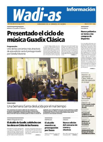 'Wadi-as información : periódico semanal de la comarca de Guadix.' - Año IX Número 473 - 2011 abril 29