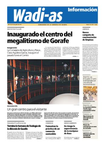 'Wadi-as información : periódico semanal de la comarca de Guadix.' - Año IX Número 479 - 2011 junio 10