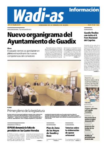 'Wadi-as información : periódico semanal de la comarca de Guadix.' - Año IX Número 482 - 2011 julio 01