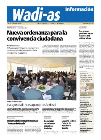'Wadi-as información : periódico semanal de la comarca de Guadix.' - Año IX Número 496 - 2011 octubre 07