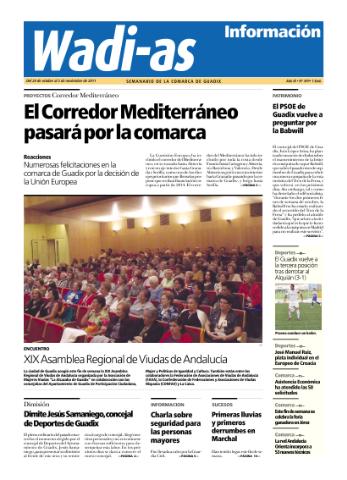 'Wadi-as información : periódico semanal de la comarca de Guadix.' - Año IX Número 499 - 2011 octubre 28