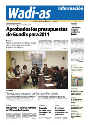 'Wadi-as información : periódico semanal de la comarca de Guadix.' - Año IX Número 501 - 2011 noviembre 11