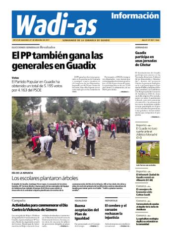 'Wadi-as información : periódico semanal de la comarca de Guadix.' - Año IX Número 503 - 2011 noviembre 25